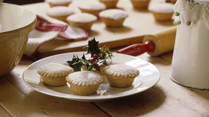 Christmas at Petworth House, West Sussex: close up of freshly baked mince pies